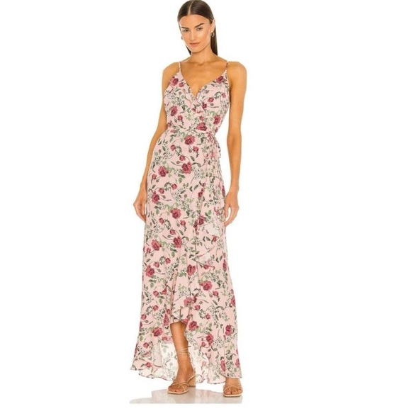 Yumi Kim Floral Fortune Teller Blush Meadow Ruffle Maxi Wrap Dress size L